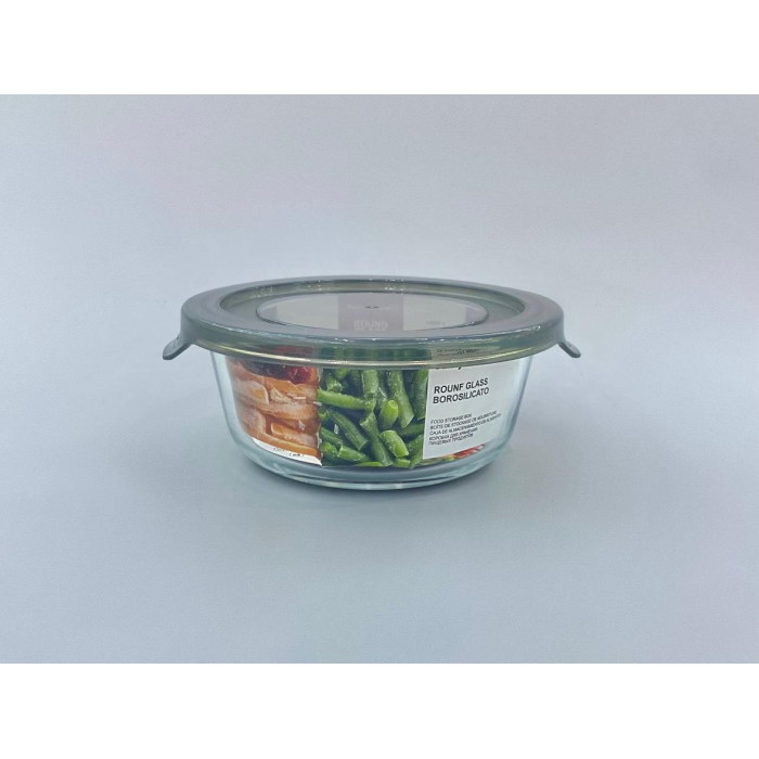 Скляний харчовий контейнер Round Glass Borosilicato з кришкою, круглий