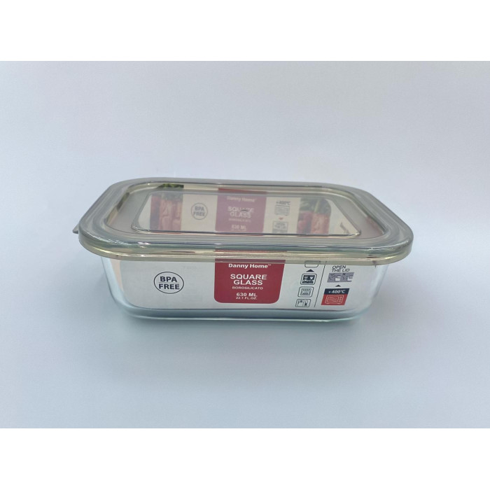 Скляний харчовий контейнер Danny Home 630 мл з кришкою боросилікатне скло BPA Free