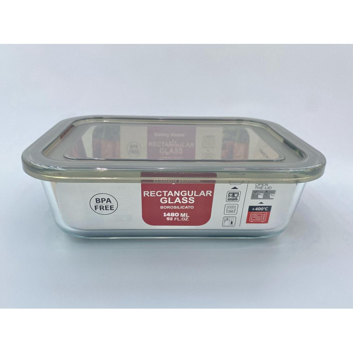 Скляний харчовий контейнер Danny Home прямокутний 1480 мл з кришкою BPA FREE