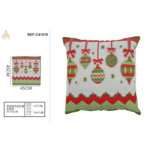 Подушка жакардова з ялинковими кулями 45×45 см