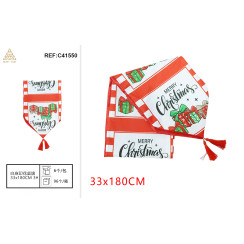 Бігунок з лляним принтом 33×180 см №3