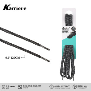 Шнурки круглі світловідбивні чорні Karriere 0.4 x 120 см