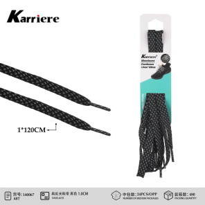 Шнурки плоские световозвращающие черные Karriere 1.0 см x 120 см