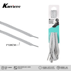 Шнурки світловідбиваючі плоскі білі Karriere 1x120 см