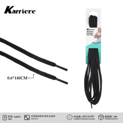 Шнурки плоскі чорні Karriere 0.6x140 см напівкруглі однотонні пара CZ8206-1