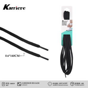 Шнурки плоскі чорні Karriere 0.6x140 см напівкруглі однотонні пара CZ8206-1