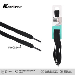 Шнурки плоскі чорні Karriere 1 см x 90 см - класичні для кросівок і кед