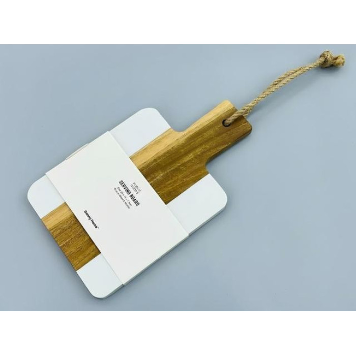 Дошка сервірувальна дерев'яна біла з ручкою та мотузкою Serving Board