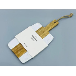 Дошка для подачі страв Serving Board з мармуру та дерева акації з ручкою
