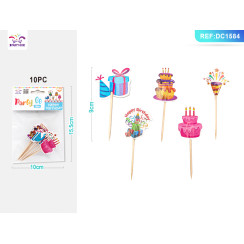 Топери «Happy Birthday» зубочисткові 9 см 10 шт HM-DC1584