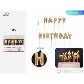Свічки HAPPY BIRTHDAY золоті 13 шт