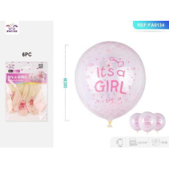 Пули «Girl» прозрачные из конфетти розовые 6 шт.