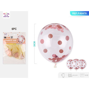 Повітряні кулі 12" з конфетті Рожеве золото 6 шт.