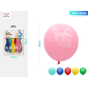 Кулі з надписом HAPPY BIRTHDAY 2.8 г 6 шт мікс