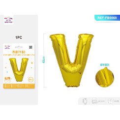Шар фольгированный золотая буква V 40 см