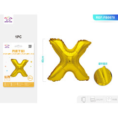 Куля фольгована золота літера X 40 см