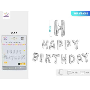 Букви HAPPY BIRTHDAY срібні