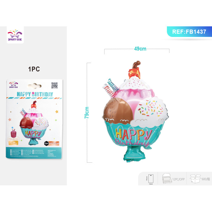 Баллон «Мороженое Happy Birthday» 49×79 см 1 шт