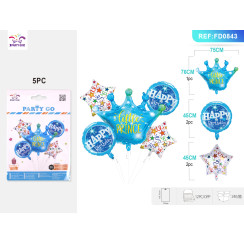 Набір фольгованих куль Маленька принцеса Блакитний 5 шт.