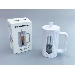 Френч-пресс Danny Home Tea Pot для чая и кофе 600 мл белый с ребристым корпусом