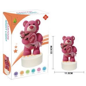 Світлодіючий мультяшний нічник USB Strawberry Bear