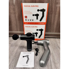 Масажний пістолет Fascial Gun Pro GB-858 з подовженою ручкою 9 швидкостей 4 насадки