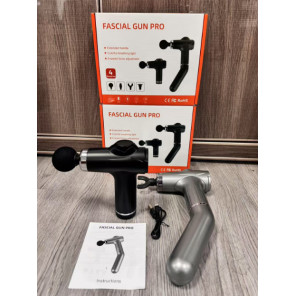 Масажний пістолет Fascial Gun Pro GB-858 з подовженою ручкою 9 швидкостей 4 насадки