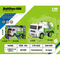 Машинка інерційна Сміттєвоз 1:20 зі світлом та звуком GC501
