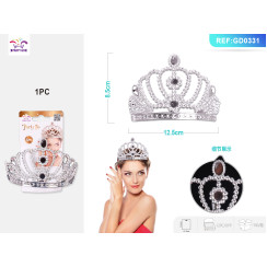 Корона срібляста з трьома кристалами 1 шт.