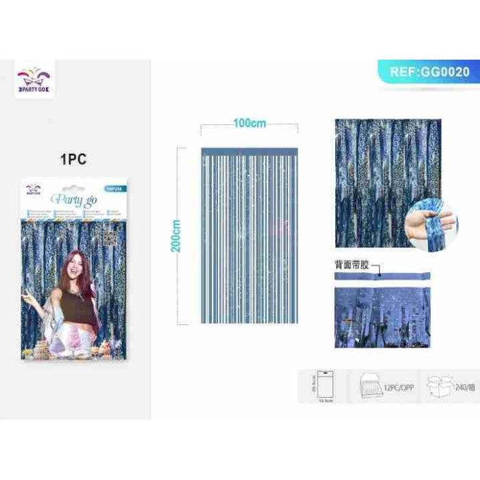 Дощова штора лазерна синя 100×200 см