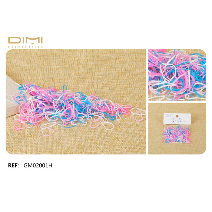 Силиконовые мини резинки для волос розовые голубые белые DIMI GM02001H набор