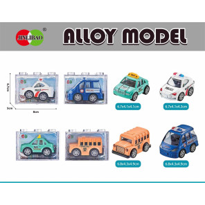 Набір металевих міні-машинок Jinlibao Alloy Model у прозорій коробці - 4 види