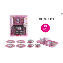 Дитячий чайний сервіз Hello Kitty металевий 15 предметів рожевий набір посудки