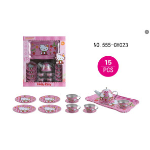 Дитячий чайний сервіз Hello Kitty металевий 15 предметів рожевий набір посудки