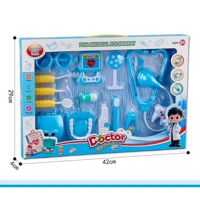 Ігровий набір лікаря Doctor Play House для дітей від 3 років - 42x29 см синій