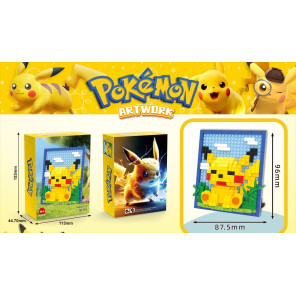Конструктор Пікачу Pokemon Artwork 281 деталь - піксельна картина з міні-блоків 87.5x96 мм