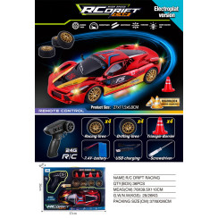 Радиоуправляемая дрифт машина Ferrari 1:16 с LED подсветкой и резиновыми шинами - красная.