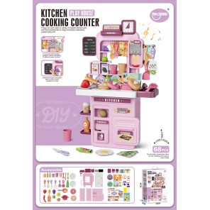 Дитяча кухня ігрова з підсвіткою та музикою Kitchen Play House 68 предметів рожева