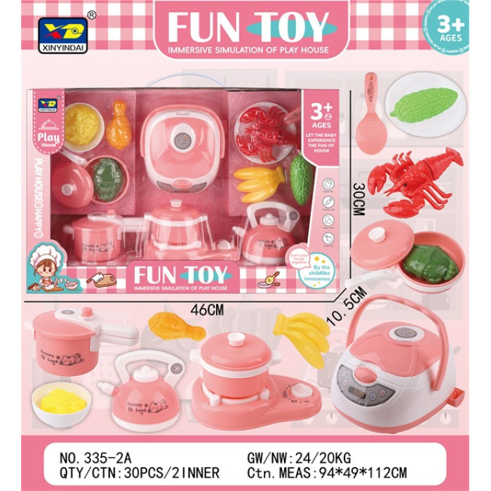 Дитячий ігровий набір кухня Fun Toy рожевий з посудом та продуктами для дівчаток 3+