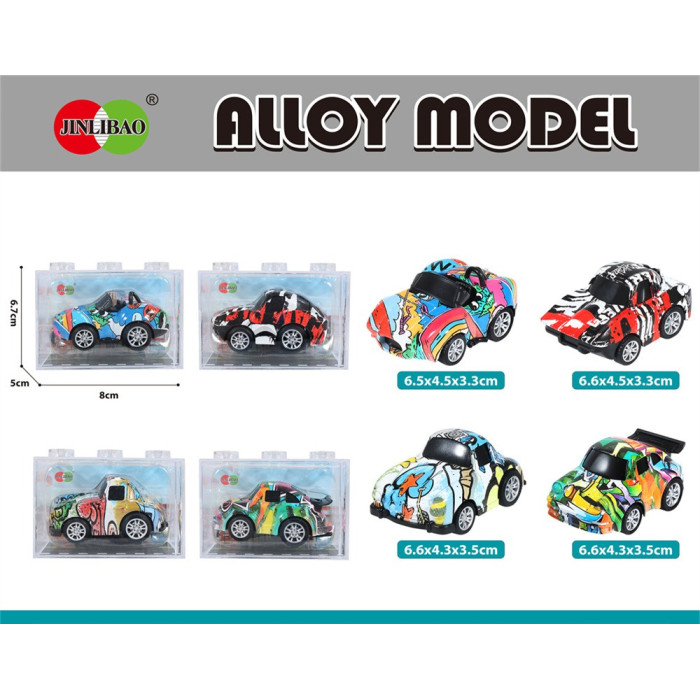 Металева інерційна машинка з графіті у пластиковій коробці Jinlibao Alloy Model Q