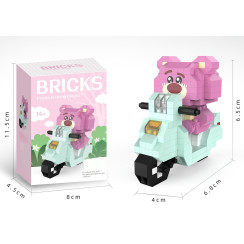 Конструктор Рожевий ведмедик на мотоциклі Bricks 316 деталей - іграшка для дітей 14+