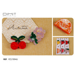Заколка акрил фрукти 7 см (виноград темно‑фіолет.)