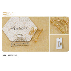 Заколки 8 см металл ажур полукруг серебро/золото