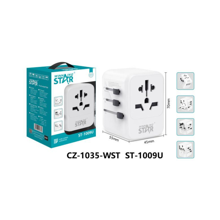 Адаптер розетки (3 USB + 1 Type-C)