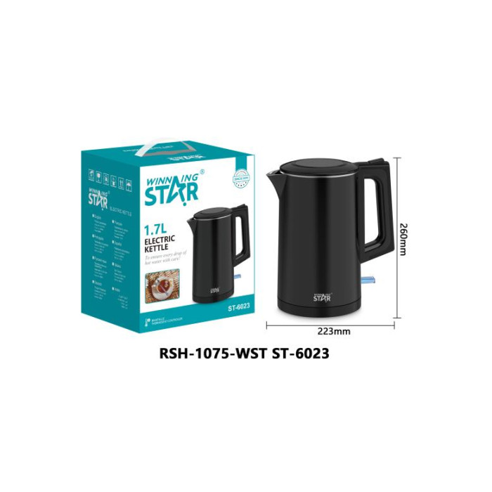 Електрочайник 1.7 л (Білий/Чорний) ST-6023 Black