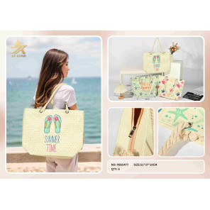 Пляжна сумка Summer Time 51x37x10 см з принтом шльопанців на блискавці