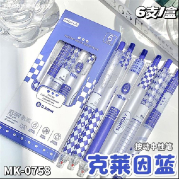 Ручка з кнопкою Boxed Click-Grid Klein Blue - клітинчастий дизайн