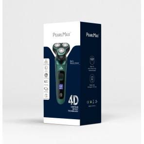 Електробритва чоловіча PearlMax 4D роторна з LCD дисплеєм і USB зарядкою зелена
